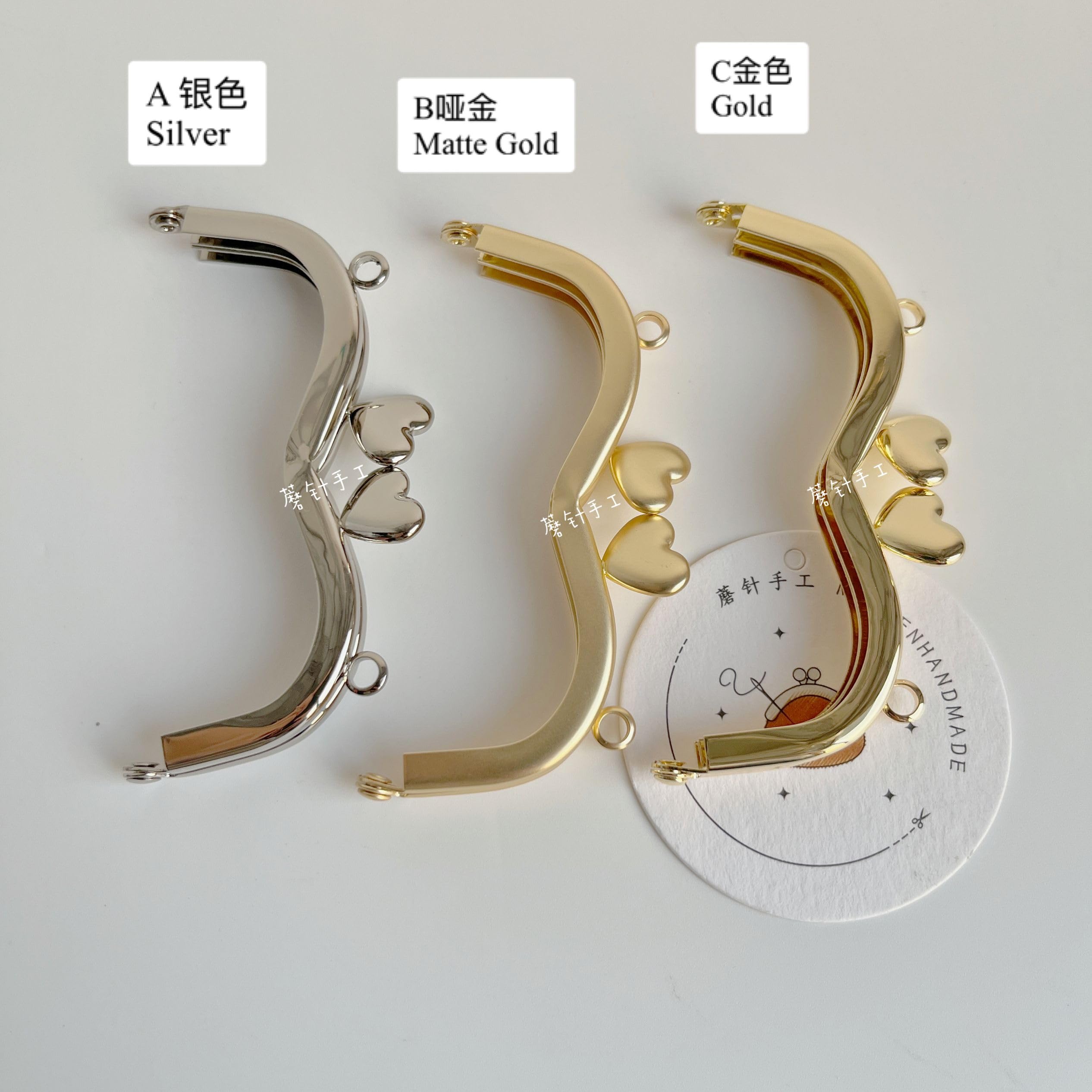 Amazon | MOZHEN HANDMADE 差し込み式 ハート形 がま口 口金(9cm*3.5cm 