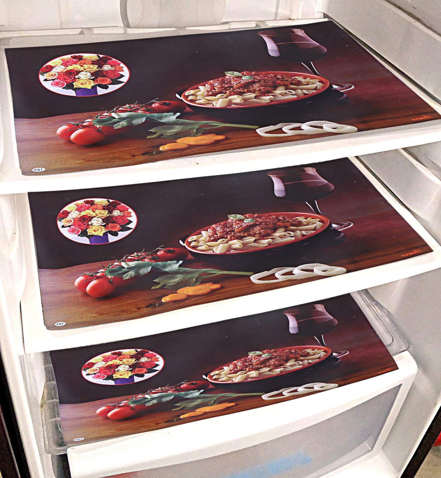 Kuber Industries PVC 3 Pieces Reversible Fridge Drawer Mats (Multi)-CTKTC28220