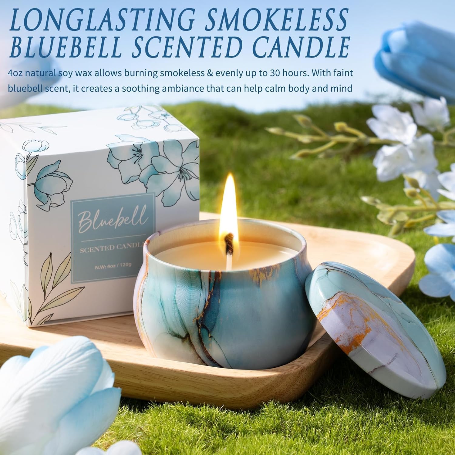 Birthday Gifts for Women Self Care Set Get Well Soon Gift Baskets, Relaxing Bluebell Spa Gift Basket Care Package for Women, Unique Valentines Day Gifts for Her Mom Girlfriend Sister Best Friends Wife - Image 6