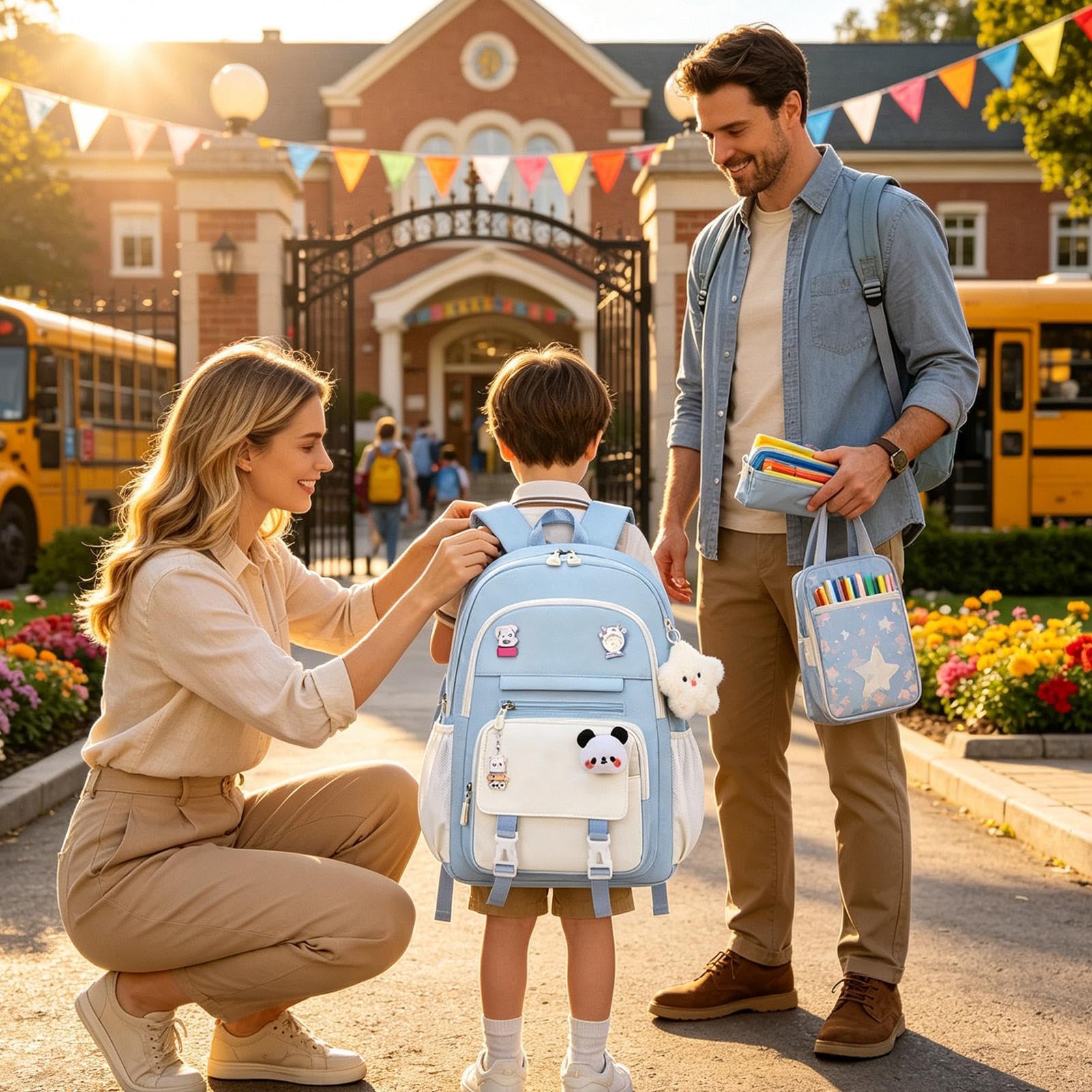 Zaino per bambini per ragazze, zaino per la scuola impermeabile con, Nero , Siehe Beschreibung, Vedi descrizione | Zaino per la scuola per studenti, aule, picnic e viaggi su strada, campeggio, viaggi, escursioni, sport