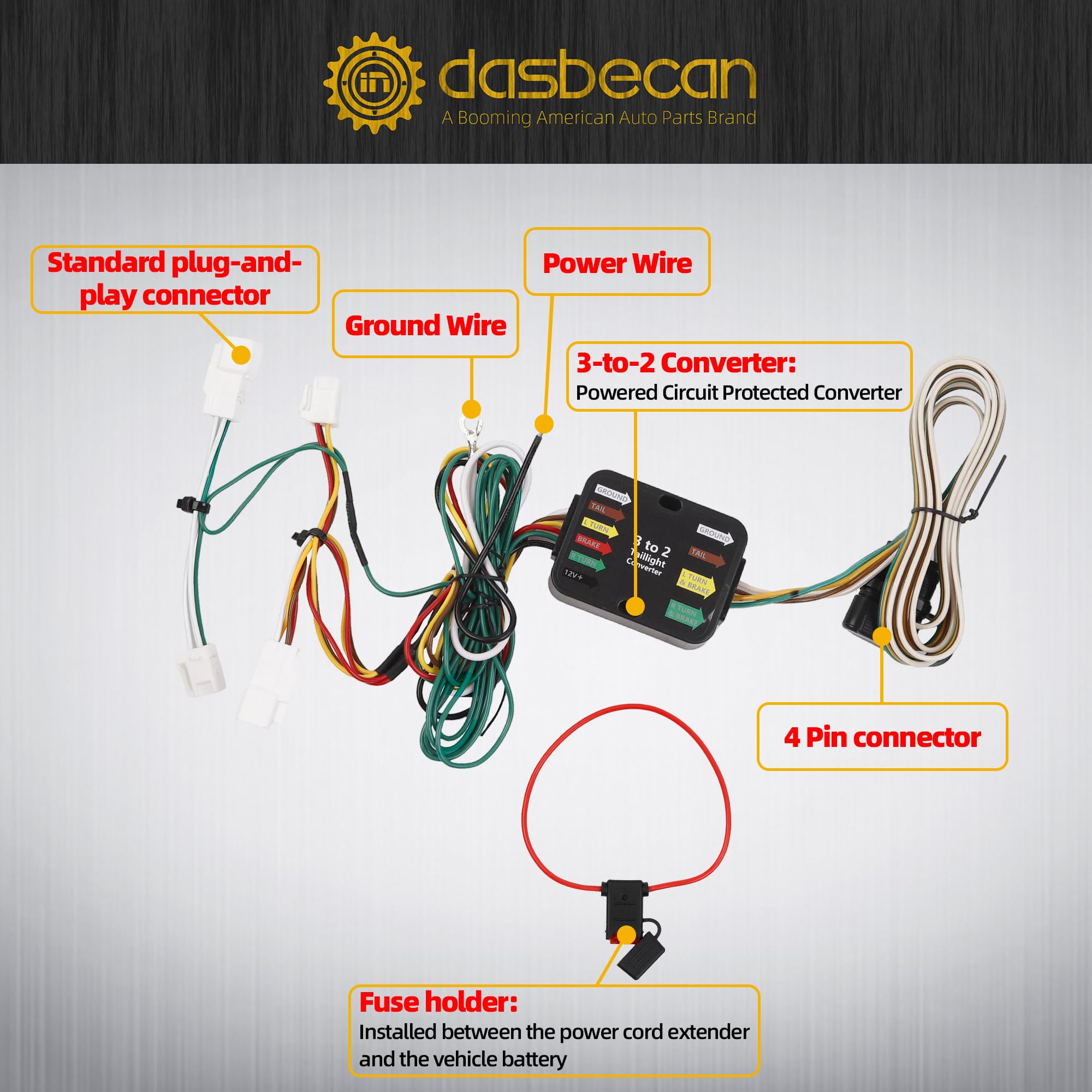 Amazon.com: Dasbecan 56350 Trailer Wiring Harness Compatible with