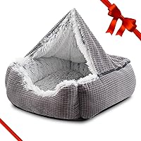 Vista 1 de MIXJOY Dog Beds for Medium Large Small Dogs, Rectangle Cave Hooded Blanket Puppy Bed, Luxury Orthopedic Cat Beds for Indoor Cats, Warmth and Machine