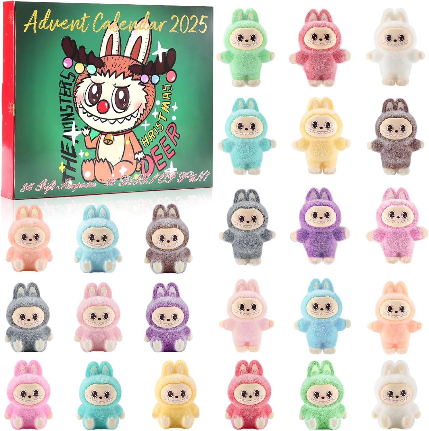 Christmas Advent Calendar 2025-24-Piece Blind Box Doll Collection with 12 Vibrant Colors (Sitting & Standing Poses)
