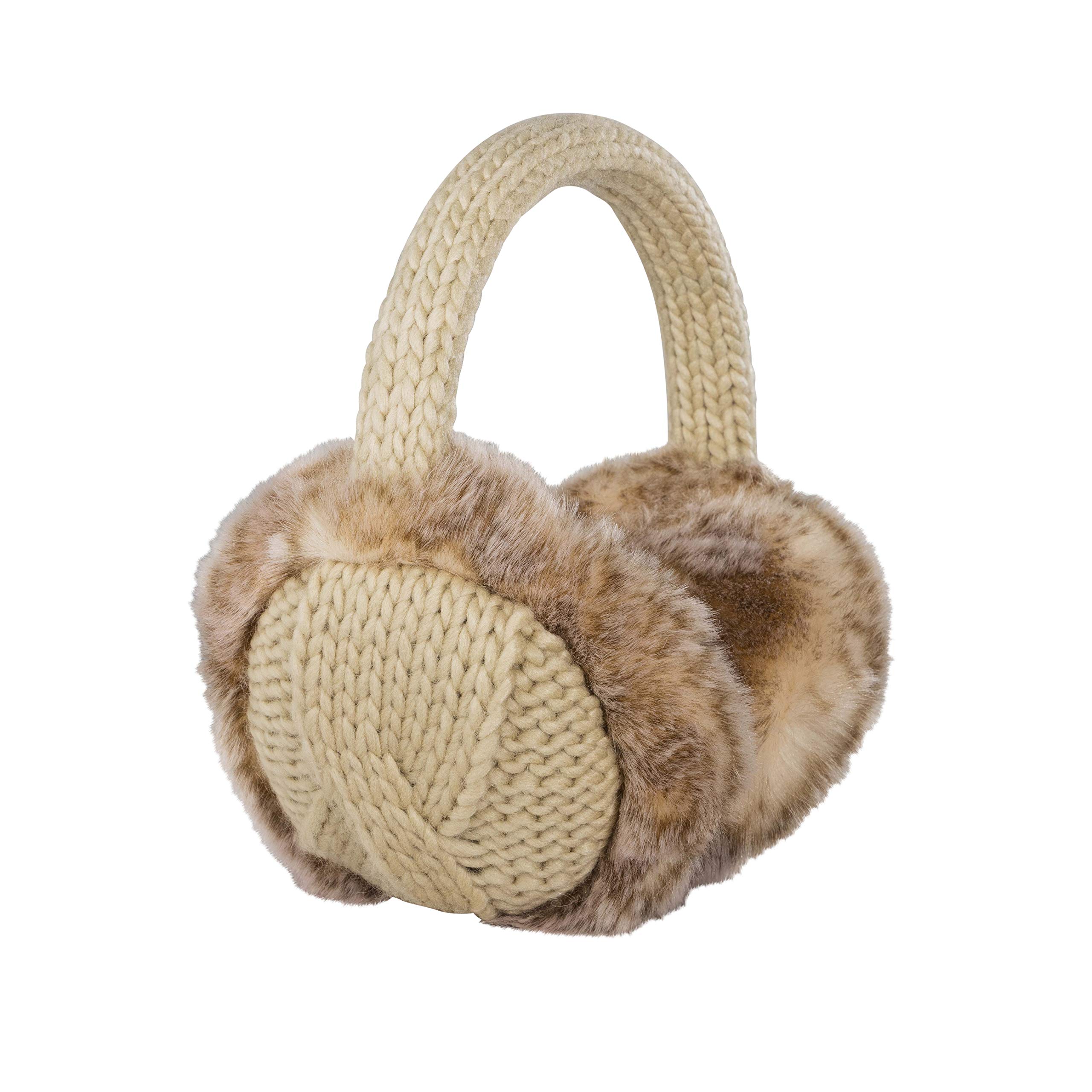 Aran Traditions Knitted Design Faux Fur Earmuffs (Oatmeal)
