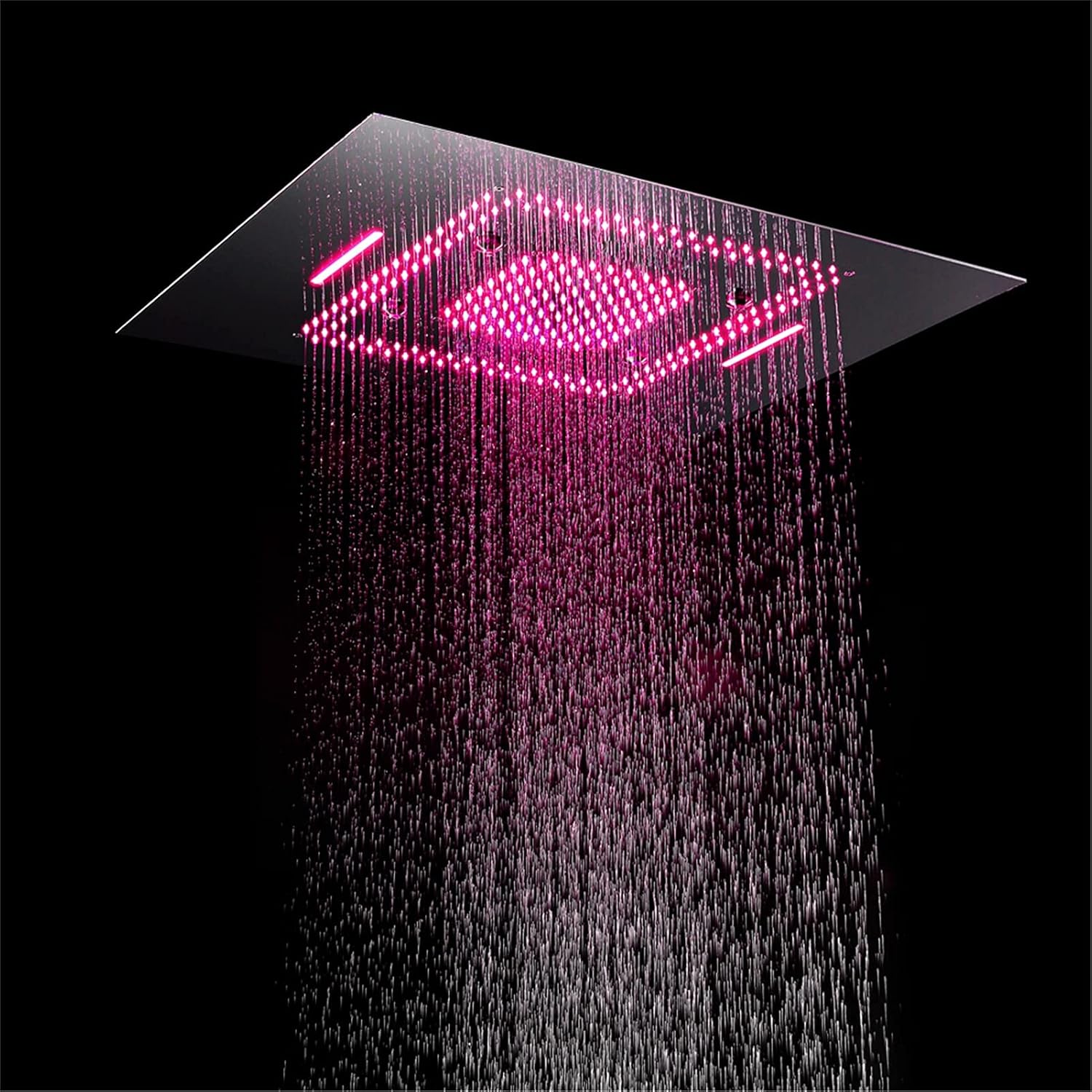 Led Thermostatic Shower Faucet Set, 304 Stainless Steel 60X80Cm Shower Head, Waterfall Rainfall Misty, 3-Function Bathroom Shower Mixer Set Chrome,Phone Control