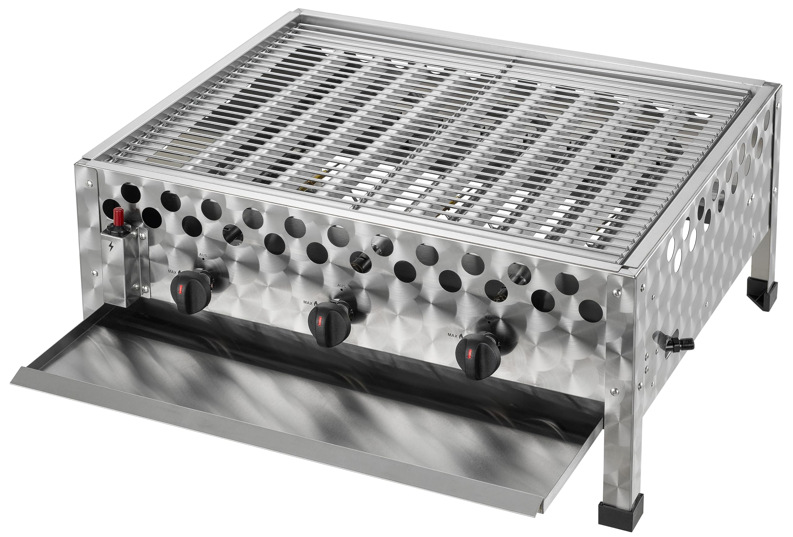 tepro Gasgrill Wurstbräter mit Grillrost, 3 Edelstahl-Brenner je circa 4 kW, Grillfläche circa 56,5 x 46,5 cm, Maße circa 66 x 56 x 28,2 cm