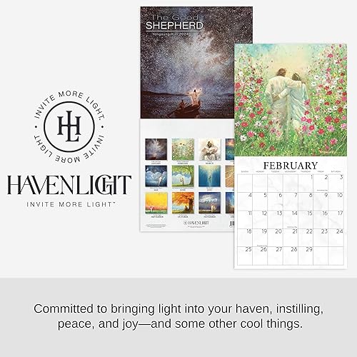 Miniatura 8 de HavenLight Calendario artístico para pared 2024  "El buen pastor" por Yongsung Kim, 12 x 12 pulgadas impreso en papel de archivo de alta calidad,