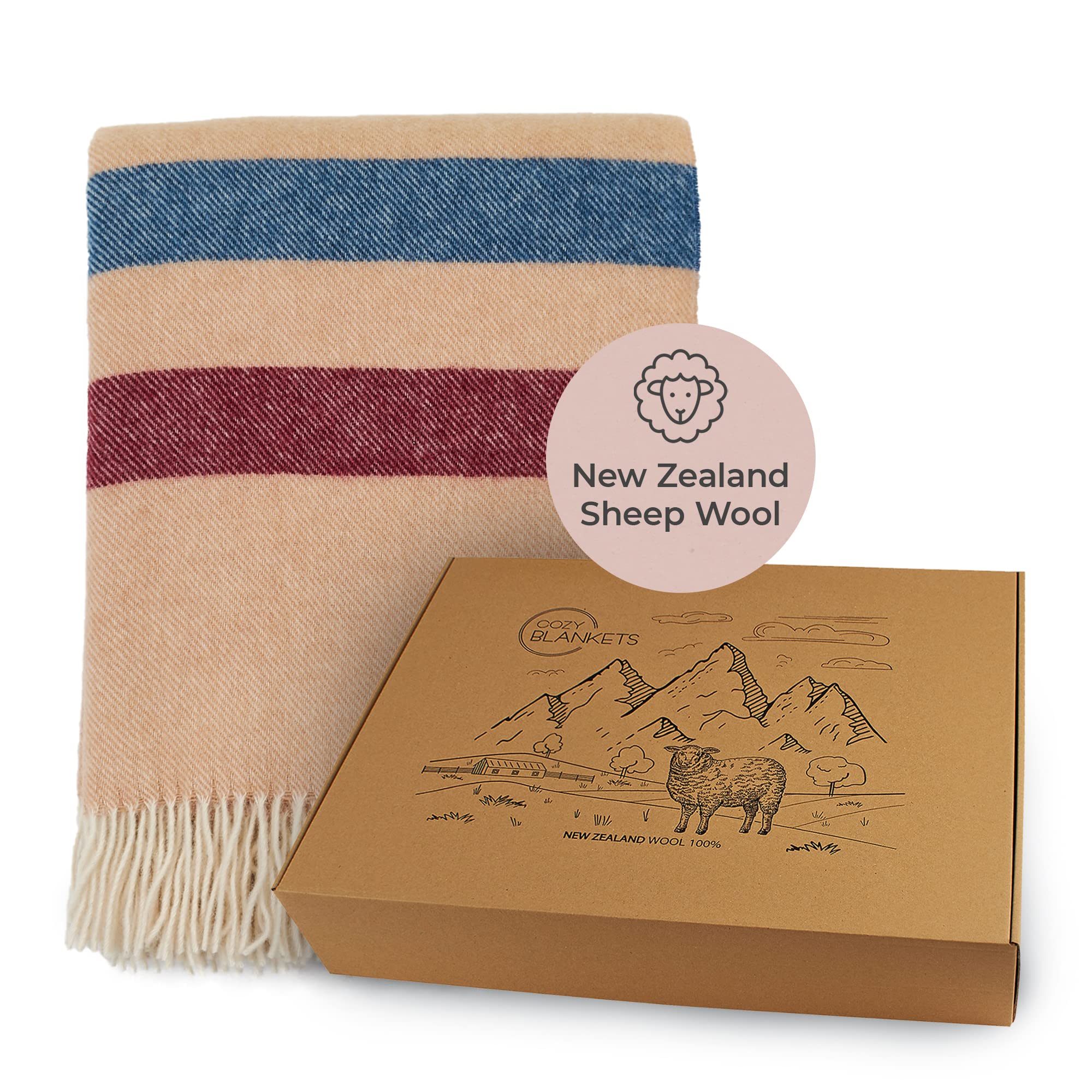 【のため】 Cozy Blankets New Zealand Virgin Wool Throw Blanket， Indoor