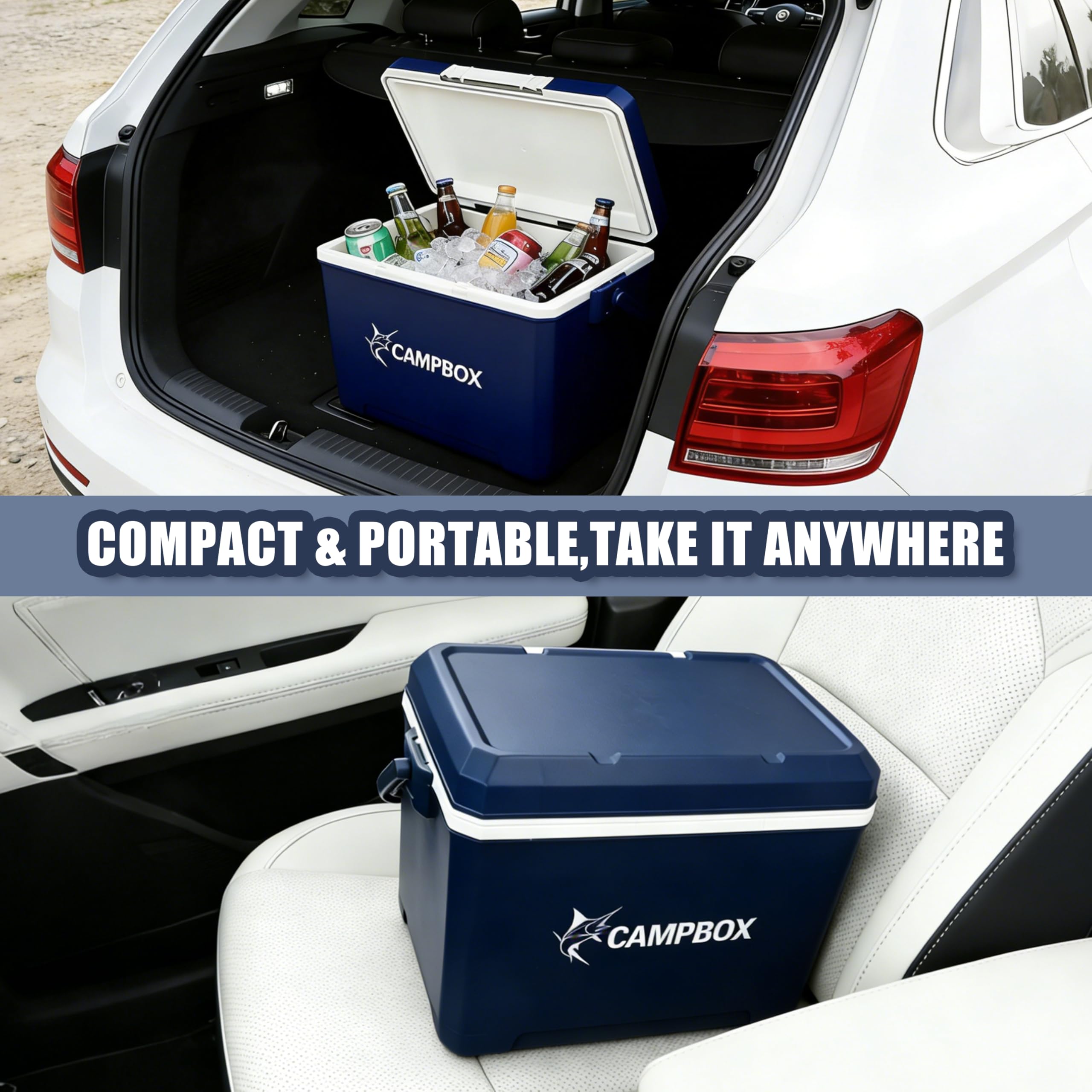 JONRRYIN Frigorifero Passivo 24 L, Frigo Portatile Mantiene il Freddo Fino a 12h, Borsa Frigo Rigida con 2 Tavolette di Ghiaccio, Borsa Termica per Campeggio, Spiaggia, Picnic, Escursioni
