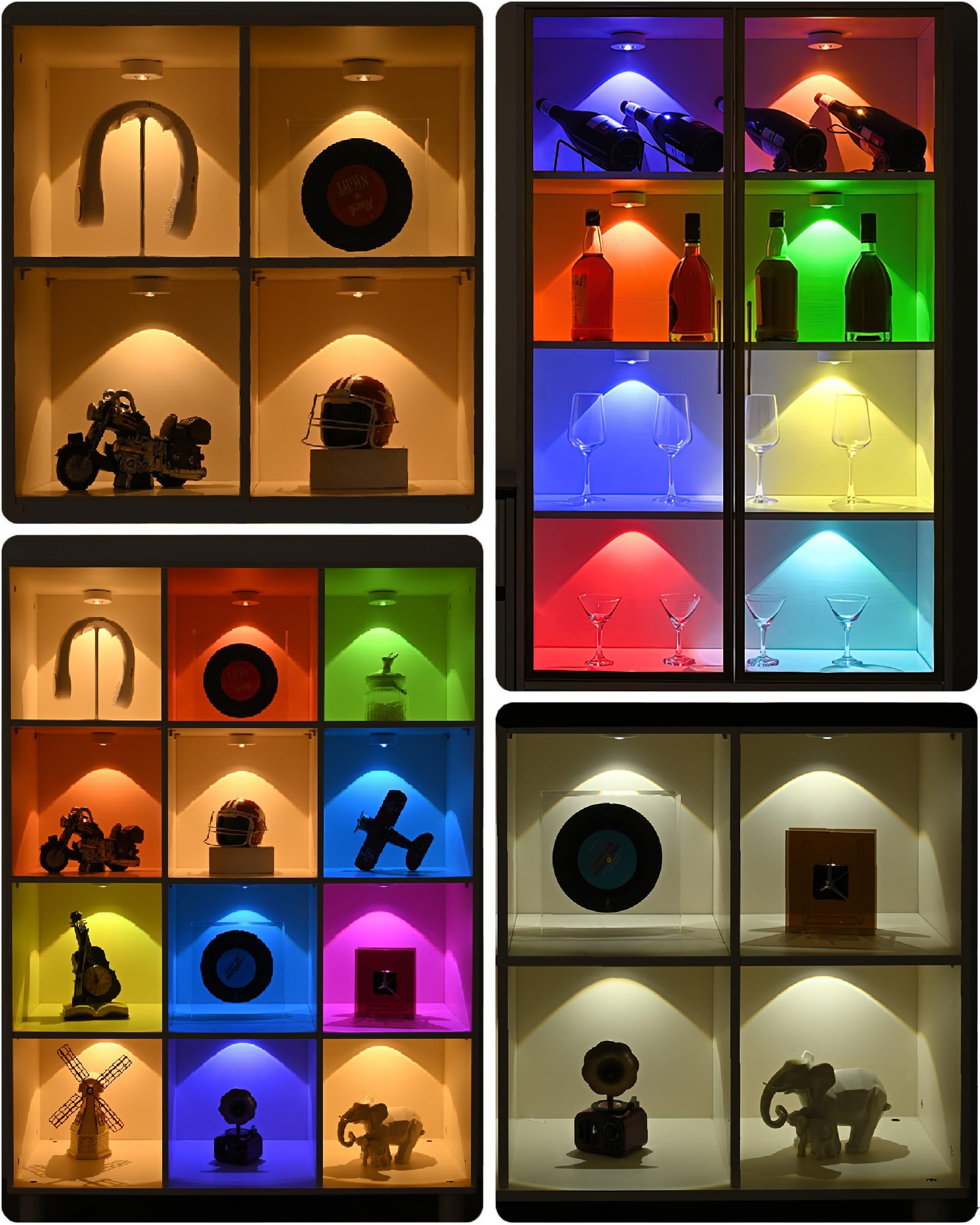 Paquete de 3 luces RGB inalámbricas para debajo del gabinete con función de temporizador, luz magnética regulable, luces de disco recargables con control remoto, luz LED táctil para cocina
