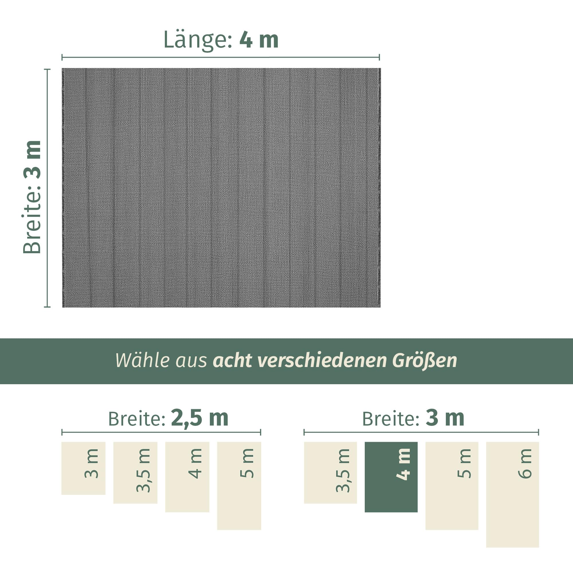 Alfombra para tienda de campaña, 300 x 400 cm, 300 g/m² de polipropileno, resistente a la intemperie, para camping, exterior, alfombra de suelo para caravana, transpirable, ligera, resistente a los