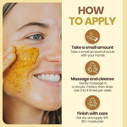 Miniatura 8 de Joli Noir - Exfoliante de cúrcuma con miel y canela - Exfoliante de azúcar facial sin fragancia - Para el acné y la opacidad - 3 onzas