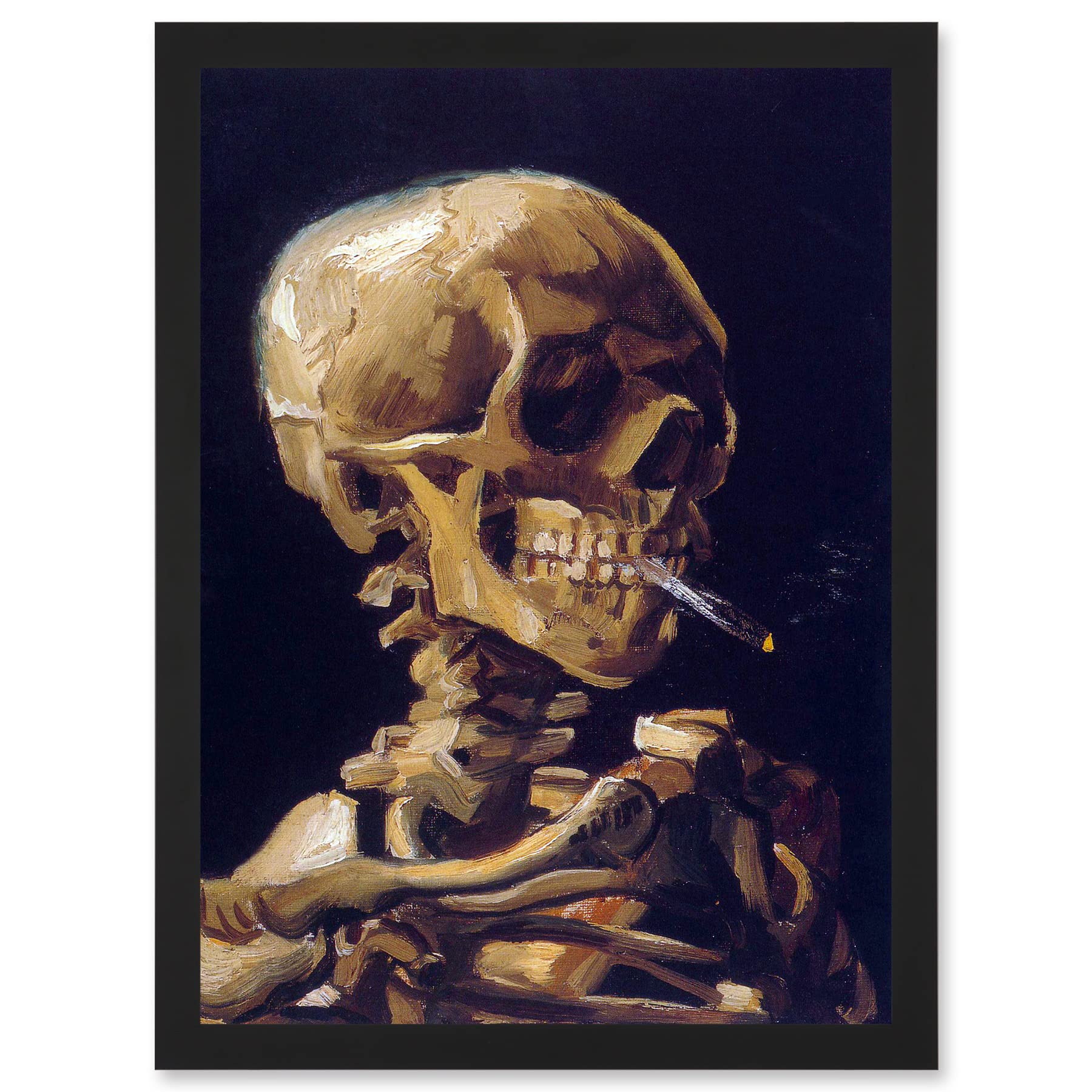 Artery8 Vincent Van Gogh Skull With A Burning Cigarette Artwork Framed A3 Wall Art Print