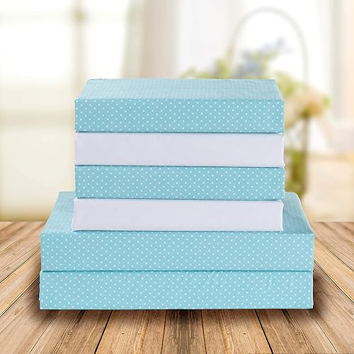 Elegant Comfort Luxury Soft Bed Sheets Polkadot Pattern 1500 Thread Count Percale Egyptian Quality Microfiber Softness Wrinkle and Fade Resistant (6-Piece) Bedding Set, Queen, Aqua
