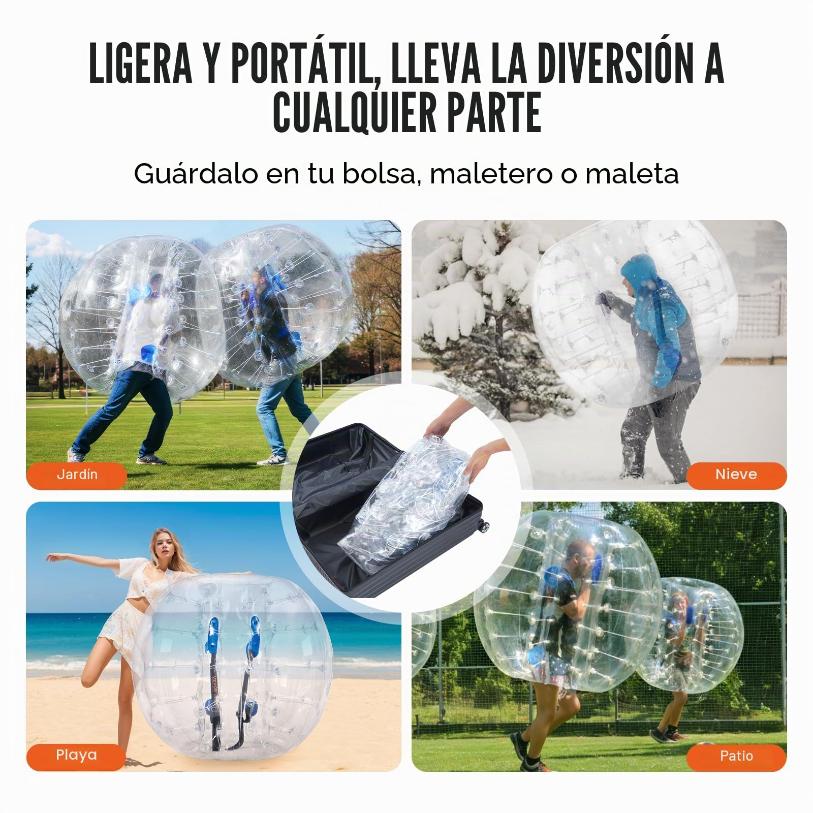 VEVOR Bolas inflables de parachoques, paquete de 2, bolas de sumo Zorb cuerpo de 1,2 m para adolescentes y adultos, bolas de burbujas de hámster humano de PVC de 0,8 mm de grosor para juegos de equipo