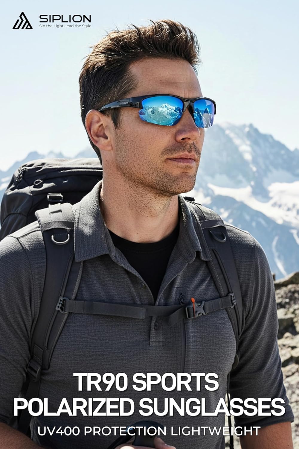 SIPLION Polarized Sunglasses Men Sports: UV400 Protection Anti-Slip Wrap-Around TR90 Frame for Driving Fishing Golf Running - Image 3