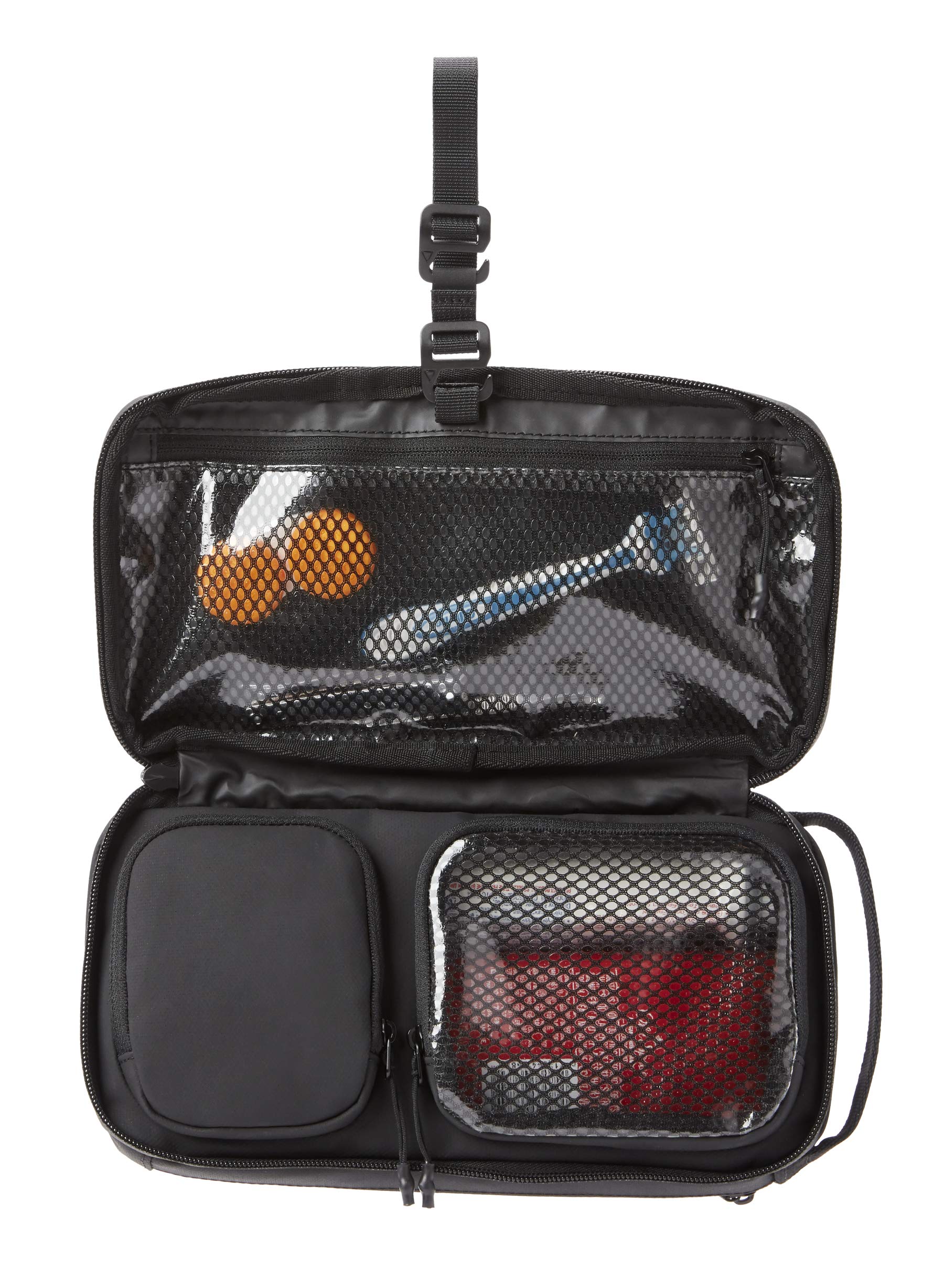 Gomatic Neceser de Aseo Pequeño – Bolsa Impermeable Compacta para Maquillaje o Afeitado – Perfil Delgado, Asa Colgante – Ideal para Viaje, Gimnasio & Uso Diario – Negra