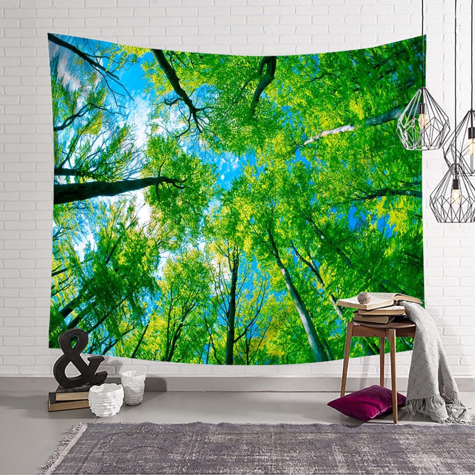 RDSGYZ Wandvorhang mit Motiv Natur, Wandteppich Wandtuch Groß 350x256CM Blauer Himmel und Bäume Wandbehang Wandteppiche Wanddeko für Schlafzimmer Kinderzimmer