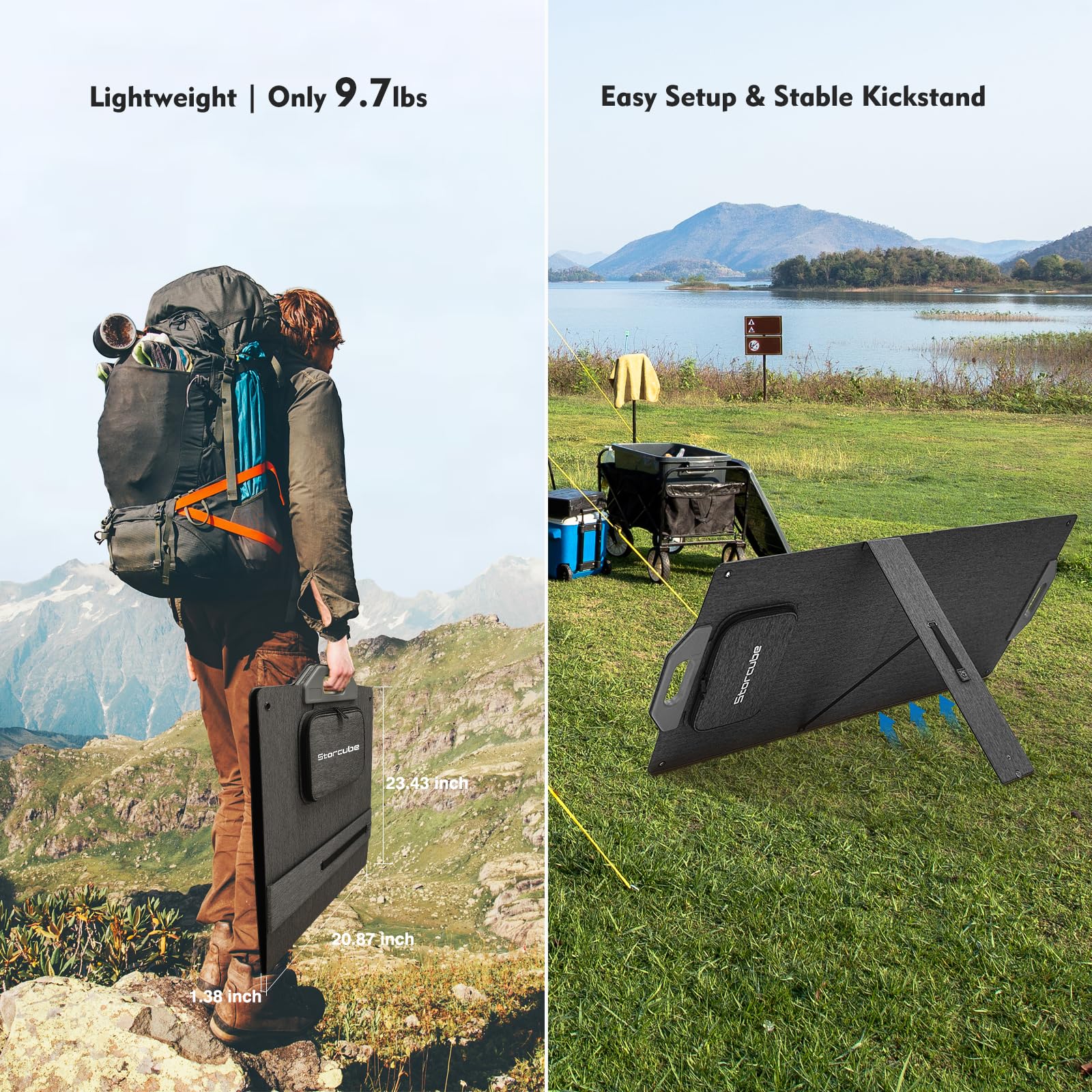 Panneau Solaire Pliable 100W – Module Solaire/Chargeur Solaire pour Power Station Portable et Générateur Solaire, Étanchéité IP67, Idéal pour Camping, Randonnée et Caravane