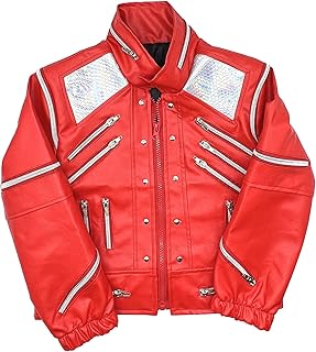 MJ Jackson Beat It Red Jacket Children Kids Jacket Costumes for Perfromance Party Imitate Birthday (8T)