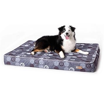 K&H PET PRODUCTS Indoor/Outdoor Superior Orthopedic Dog Bed Gray/Paw Medium 30 X 40 X 4 Inches