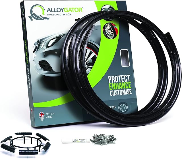 AlloyGator Black Alloy Wheel Protectors | Rim Protectors | Wheel Protectors | Wheel Protection | Alloy Wheel Protection | Fits 1219 Inch Wheel Diameter | 14 Colours Available