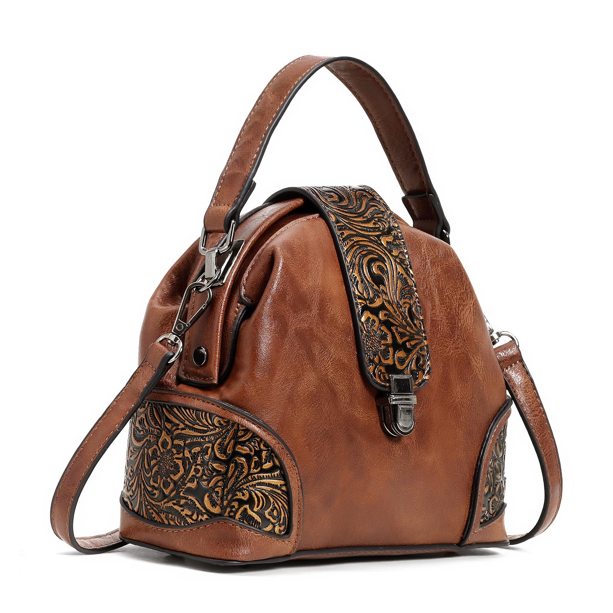 Premium® The Unique Embossed Round Floral Flap Shoulder/Sling Bag For Women