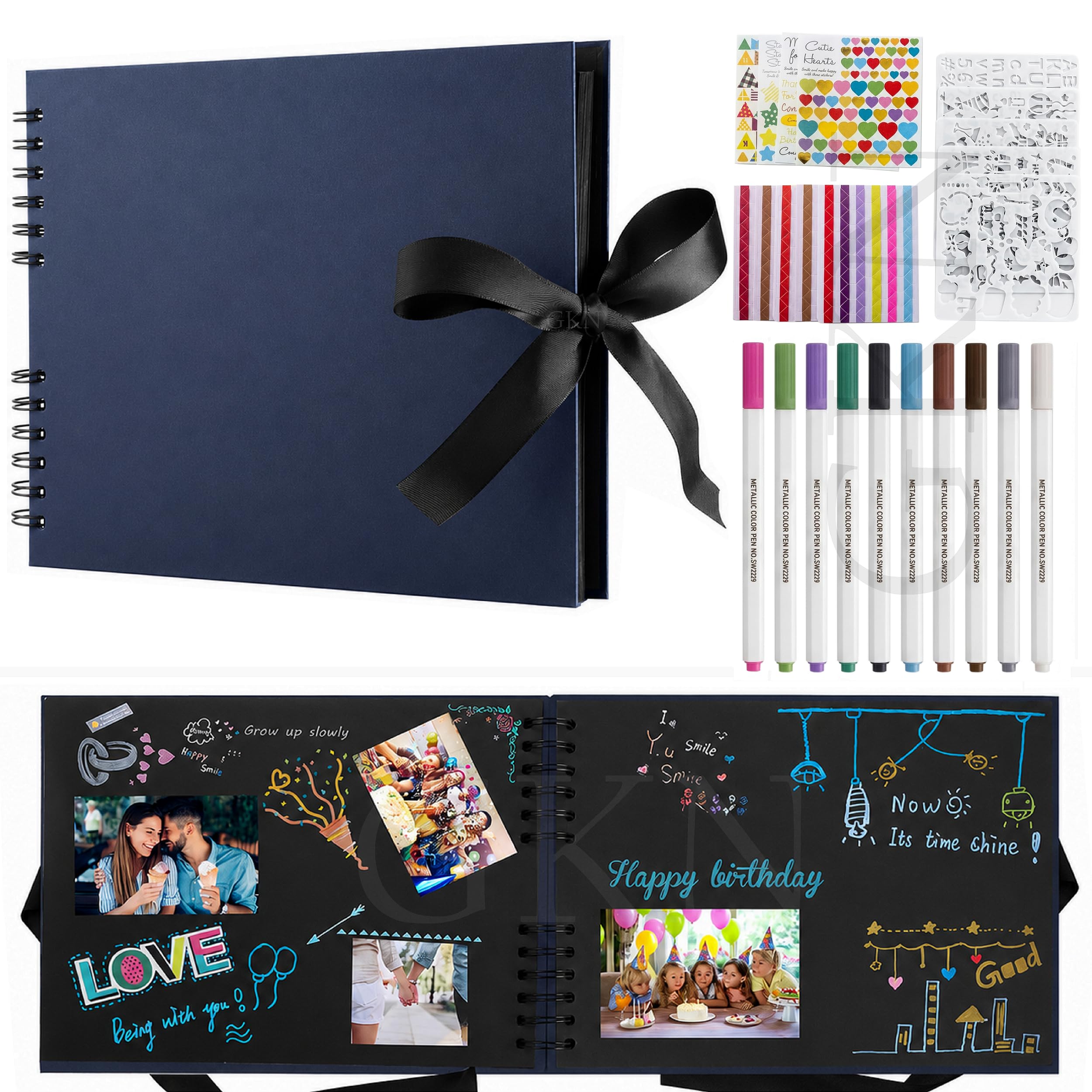 GKN Scrap Book Kit 80 Pages DIY Scrapbook Album Craft Paper Wedding And Anniversary Photo Album Family Scrapbook DIY Accessories And Scrapbooking Supplies-image-15