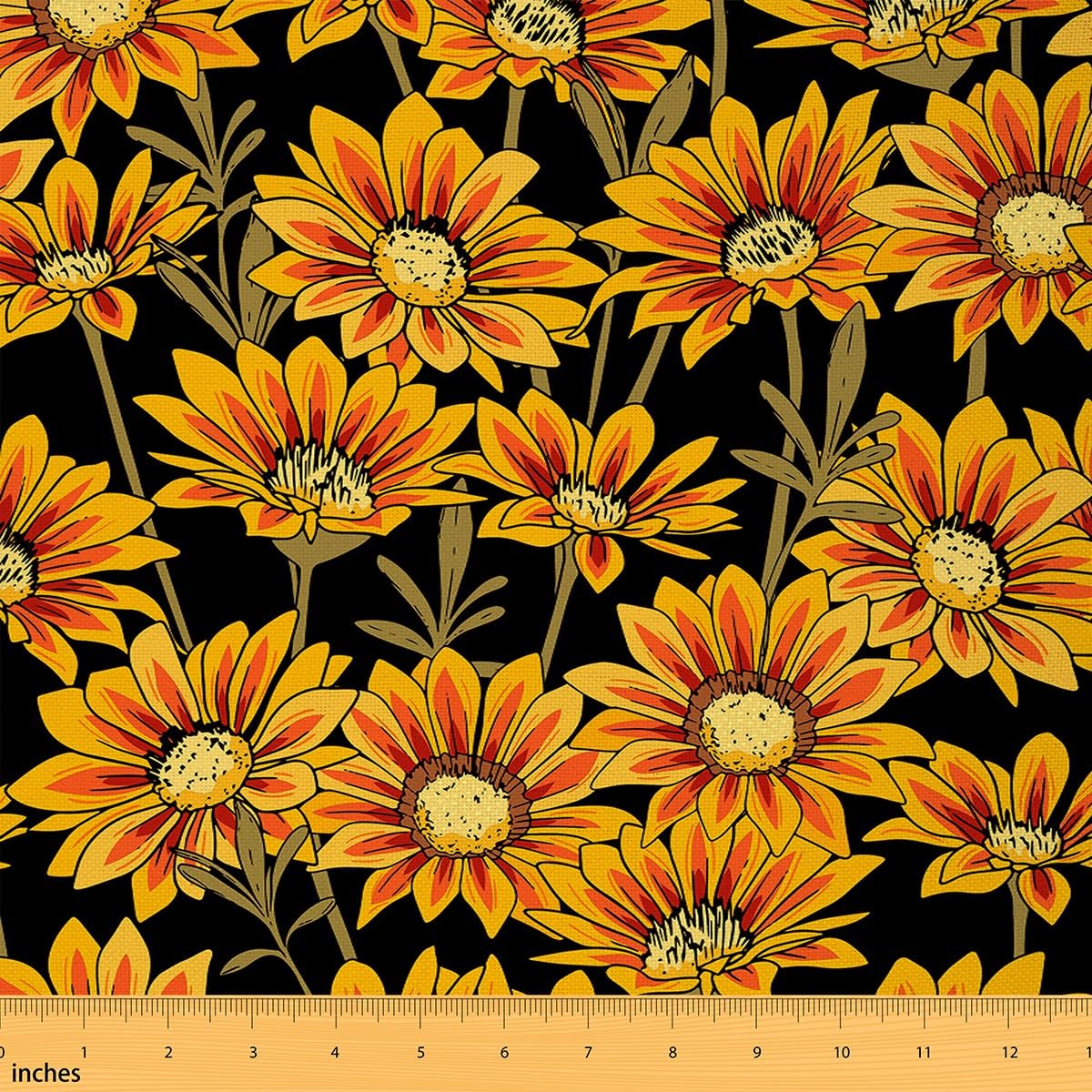 Sunflower Fabric by The Yard for Women Men Adult Kids Floral Print Waterproof Outdoor Fabricy Yellow Flowers Pattern Upholstery Fabric for Chairs Reupholstery Fabric Decor 1 Yard (L92*W150cm)