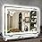 ROLOVE 32x 22 Inch Large Lighted Vanity Mirror with Dimmable 3 Modes, LED Makeup Mirror for Bathroom  Dressing Room, Tabletop or Wall-Mounted, White