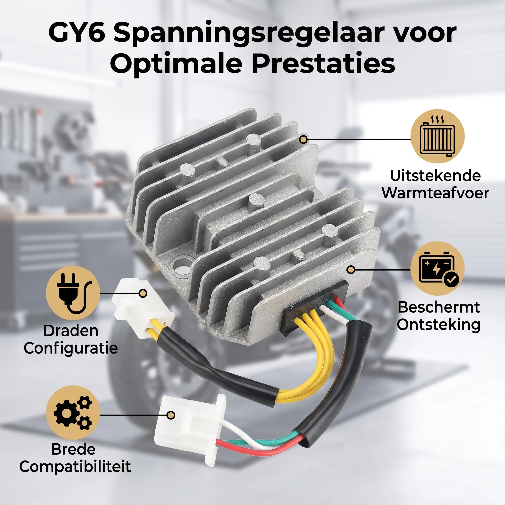 Redresseur de Régulateur de Tension à 6 Fils pour GY6 125cc 150cc, Ailettes de Dissipateur de Chaleur, Matériau en Alliage D'aluminium, Scooters, Vtt, Cyclomoteurs