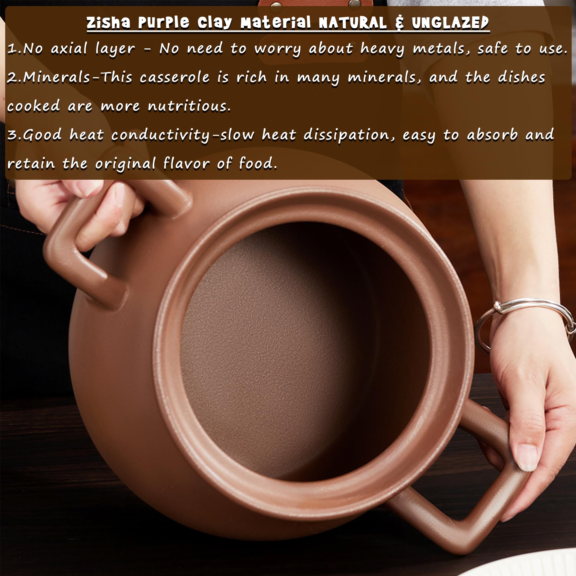 Red Zisha - Pentola in terracotta non smaltata, casseruola in ceramica naturale con coperchio, per cucinare riso, pentola calda, bibimbap e zuppa
