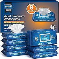Inspire Extra Large Adult Wet Wipes with Aloe Vera & Vitamin E - 8x12 Incontinence Washcloths for Elderly Care, 400 Count (8 Packs)