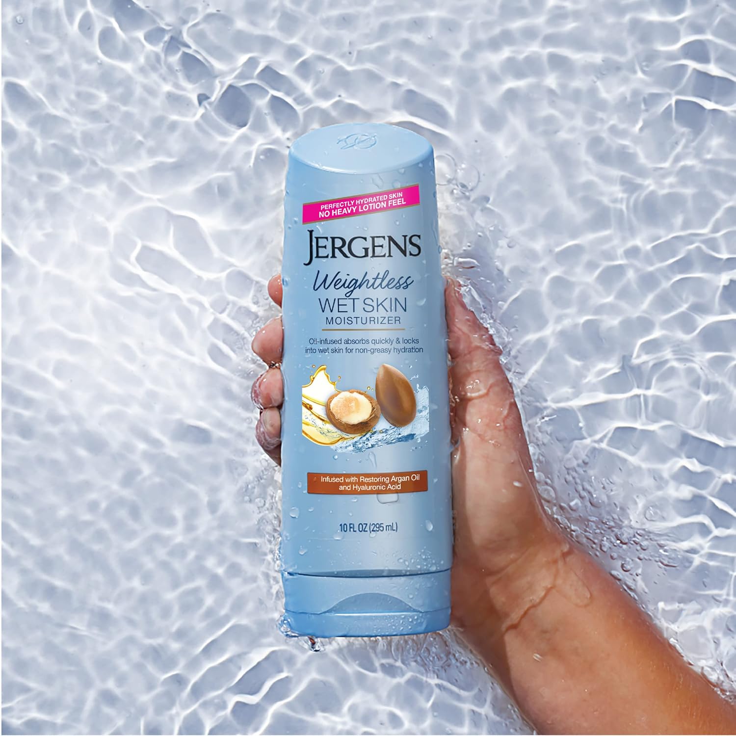 Jergens Wet Skin Body Moisturizer with Restoring Argan Oil, 10 Ounces - Image 8