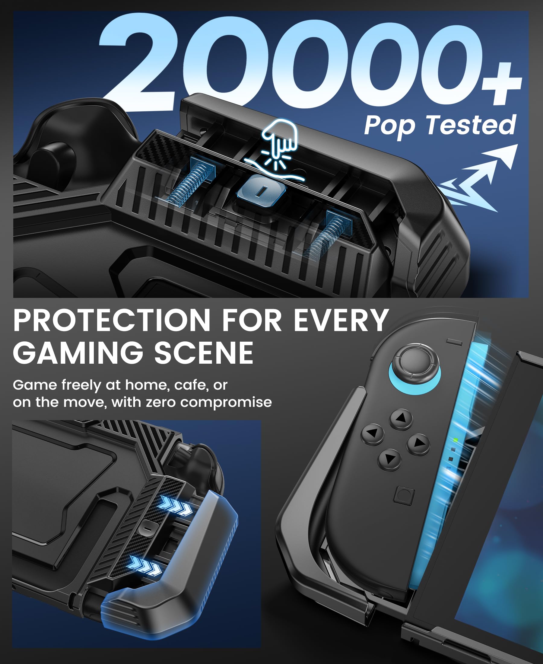 Dockbare Hülle für Nintendo Switch 2, Abnehmbarer Joy-Con-Controller-Schutz, griffige Schutzhülle mit 4 Daumenstick-Kappen, Ladefreundliche Hülle für die Switch 2 - 3