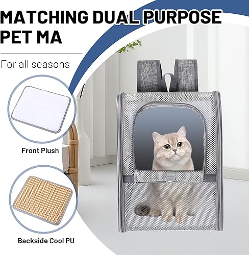 Miniatura 4 de Mochila transpirable para gatos, diseño ligero, plegable y a prueba de escapes para perros y gatos pequeños, aprobado para viajes aéreos, mochila
