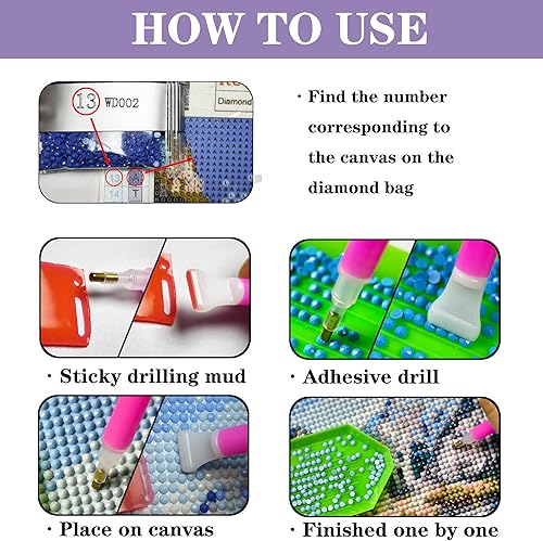 Miniatura 6 de Eiflow Kit de pintura de diamante de libélula para manualidades, kit de arte de gemas de diamante 5D, regalo de bricolaje (12 x 16 pulgadas)