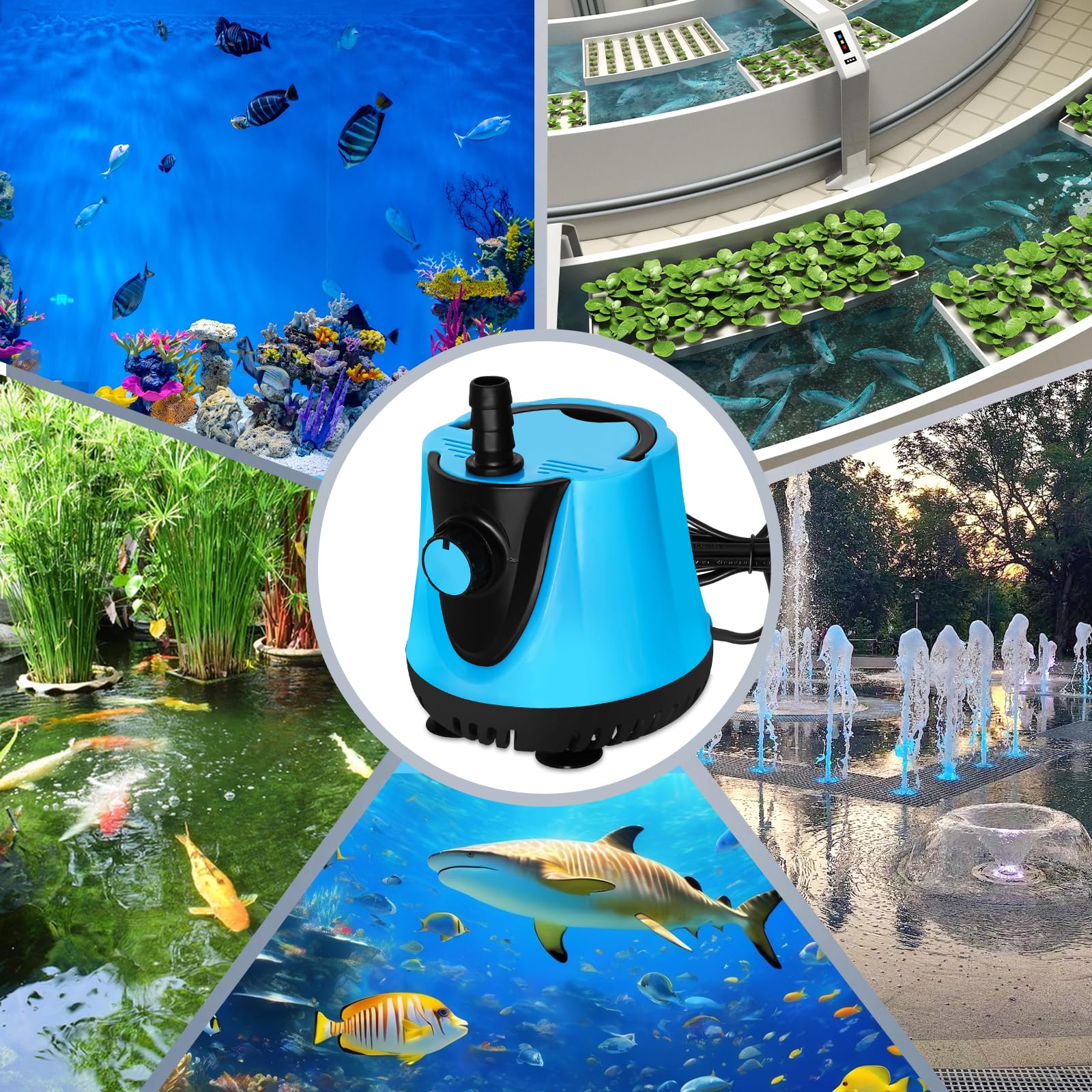 Pompe à Eau Submersible 25W 1500L/H Pompe d'aquarium, Pompe Submersible, Ultra Silencieuse Pompe de Fontaine, Pompes à Eau pour Aquarium, Bassin, Fontaine, Hydroponique