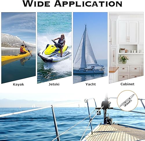 Miniatura 7 de CHANGE MOORE Tacos de barco con base abierta, tacos de muelle de 458 pulgadas, accesorios de amarre de barco de acero inoxidable 316, incluye