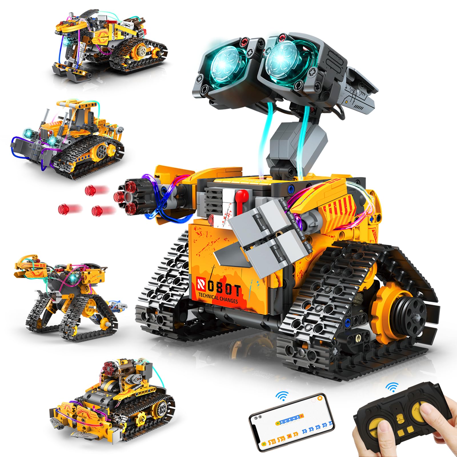 Yerloa 673PCS Robot Toys for 8-12 Year Old Boys Gift, 5 in 1 Robotics for Kids 8-13, App & Remote Control Robot Building Set, STEM Toys for Boys Age 8-14, Science Kit Birthday Gift for 8 9 10 11 12+