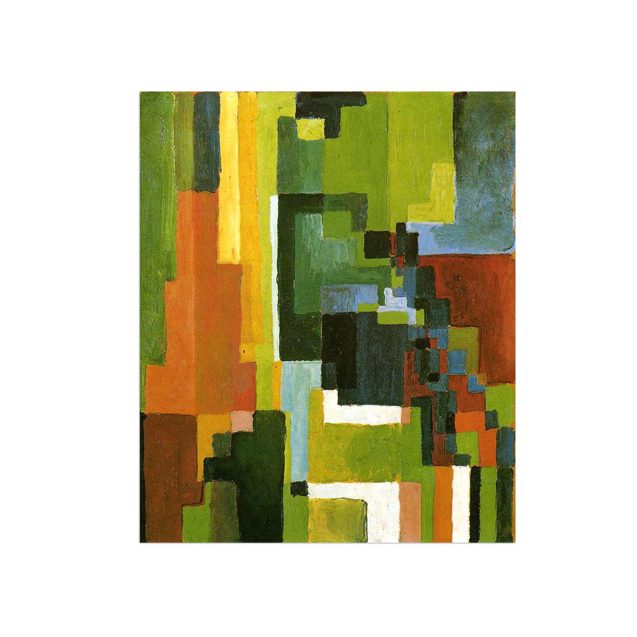 Sdyskkug Unframed August Macke Famous Wall Art For Living Room. Colored Forms Ii. Canvas Artwork Picture. Prints Reproduction Modern Home Decor 72X60cm