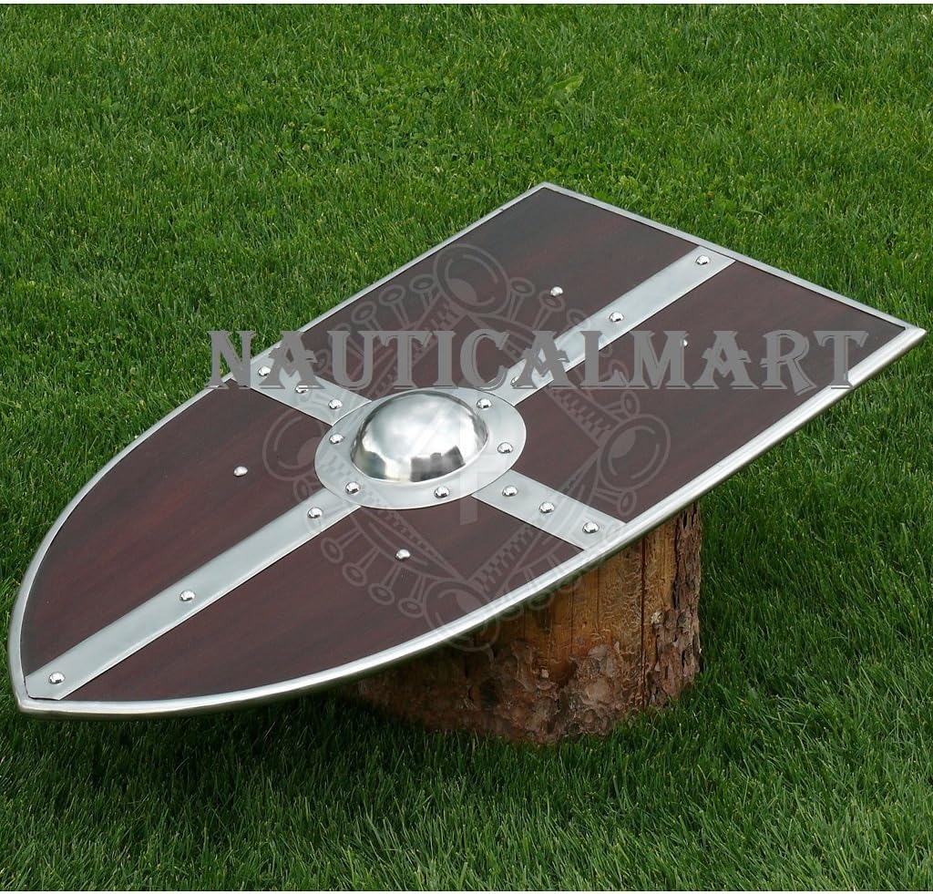 Robust Wooden Battle Shield with boss