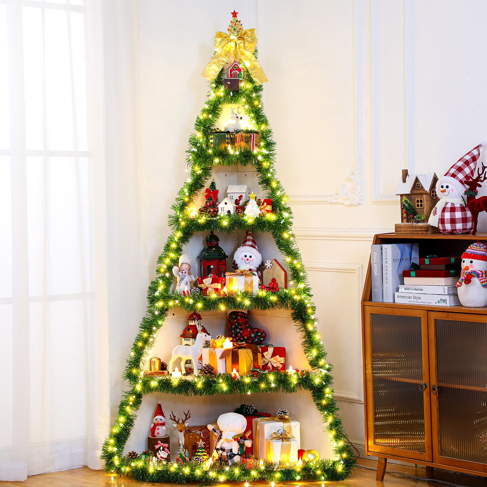 CroBlissful 6 Tier Christmas Tree Corner Shelf Large 