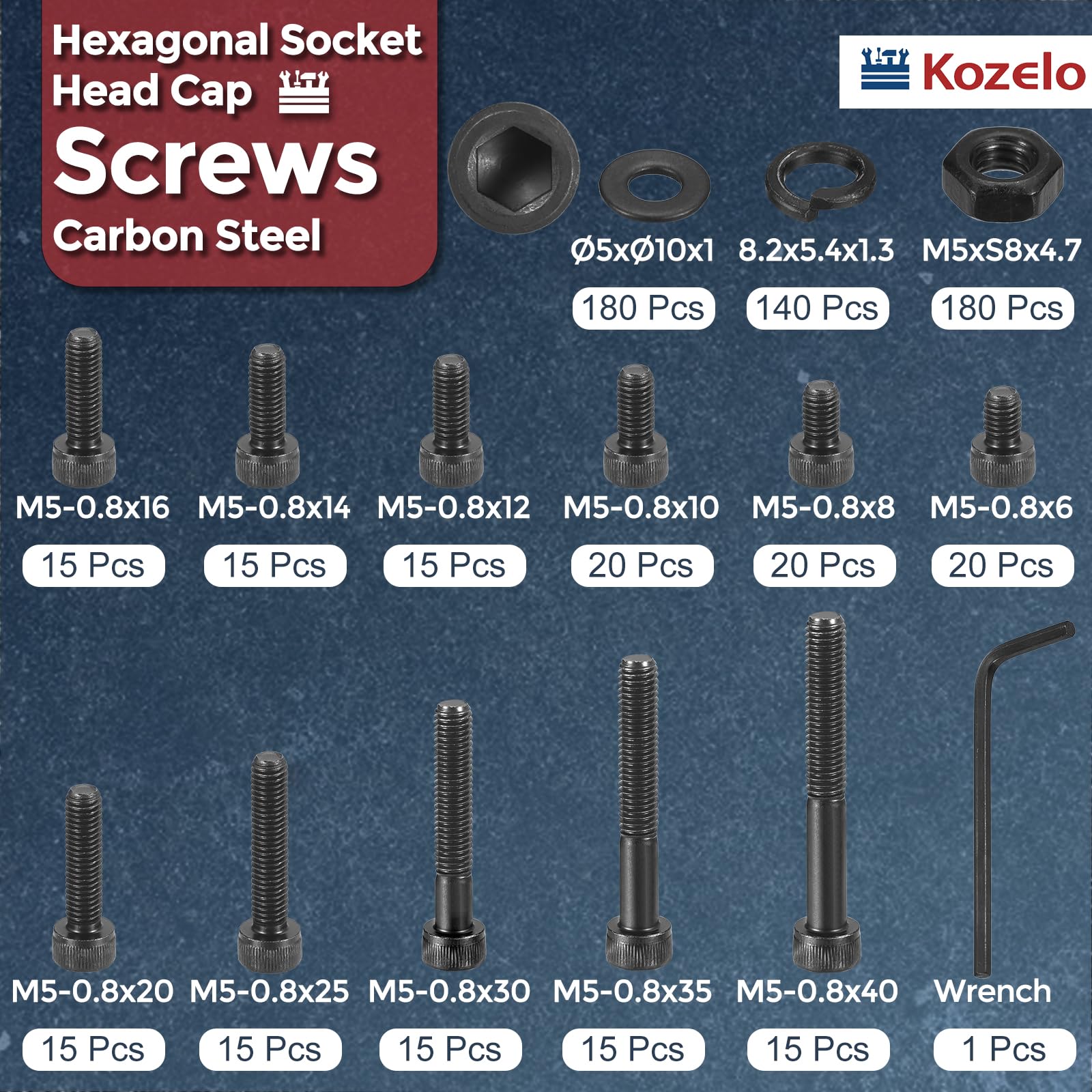 Kozelo 680pcs M5 Socket Head Cap Screws Bolts Nuts Kit - Image 2