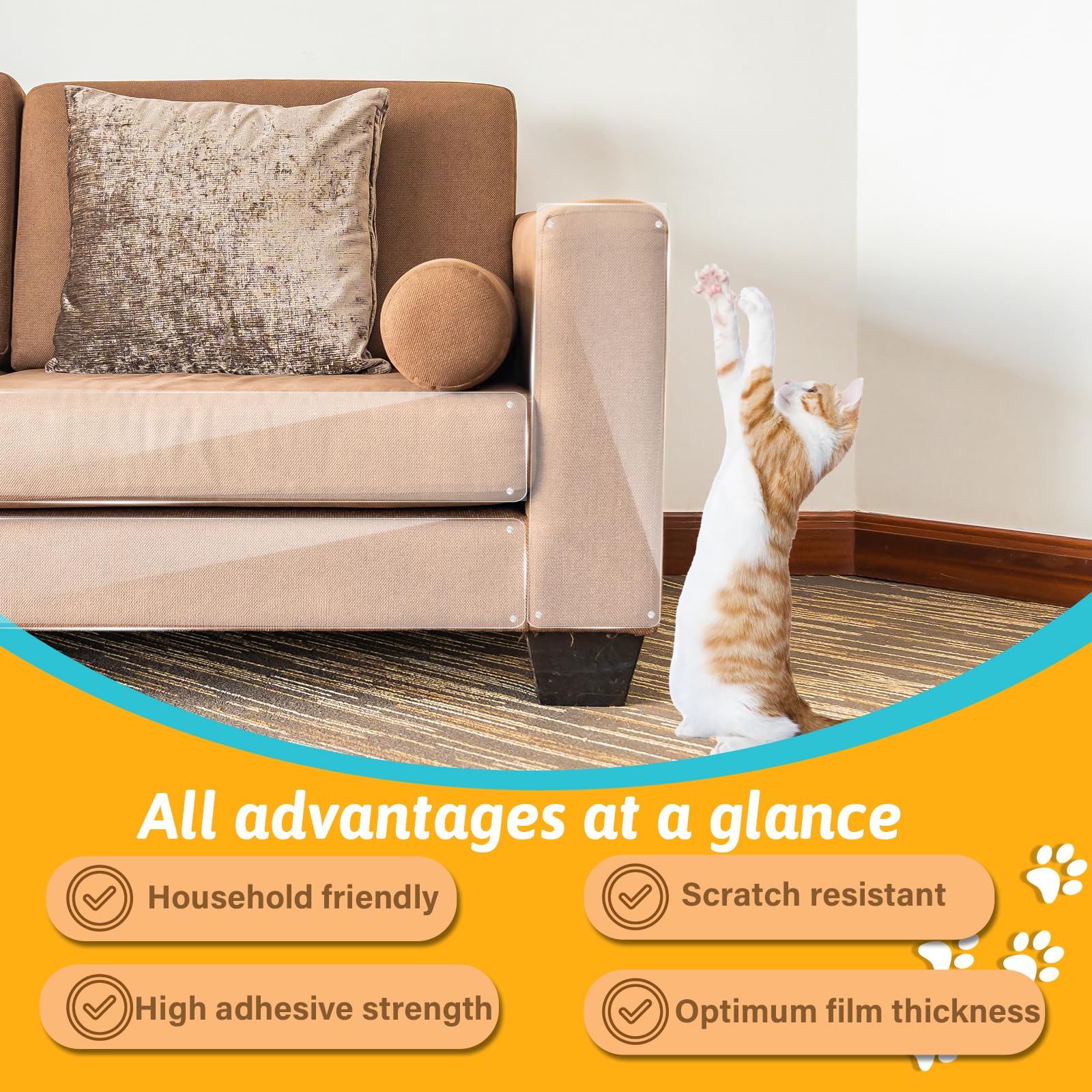 Pellicola Antigraffio Per Divani - 30x600cm, Trasparente, Protezione Gatti E Cani - Foto 2