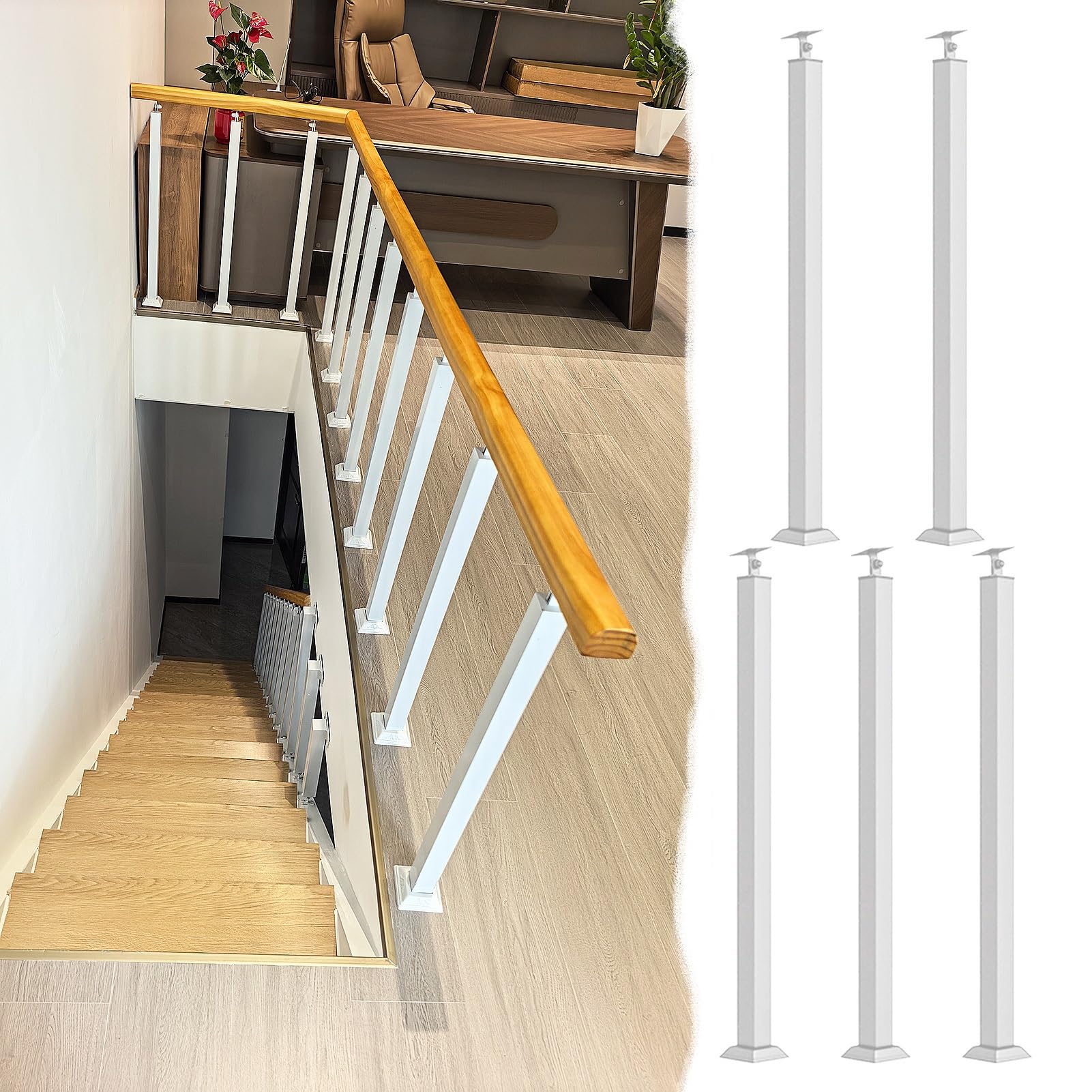 Poteaux balustrade d'escalier blancs pour sécuriser la mezzanine et l'étage de votre maison