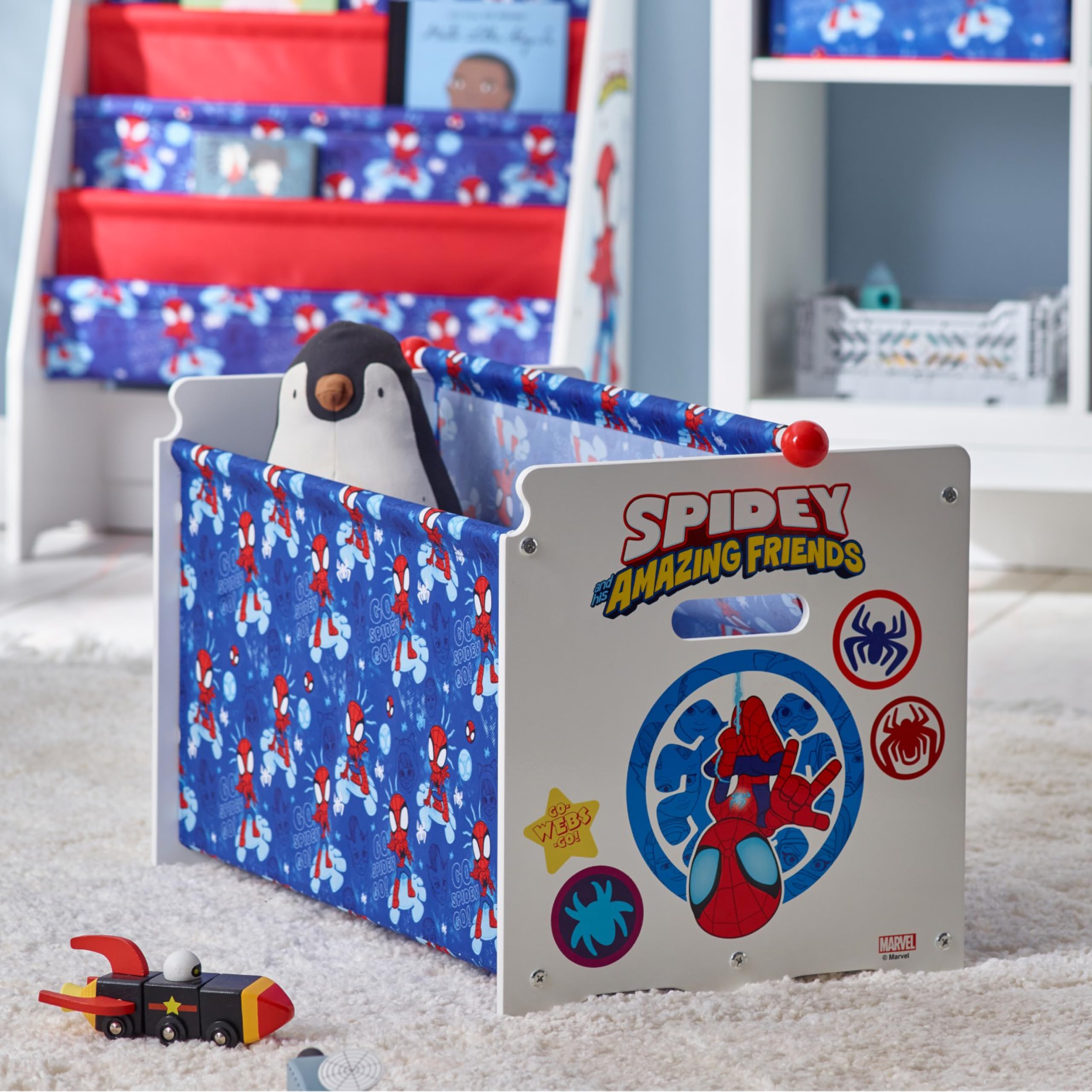 SPIDER-MAN Marvel Spiderman - Baúl para juguetes de madera y tela