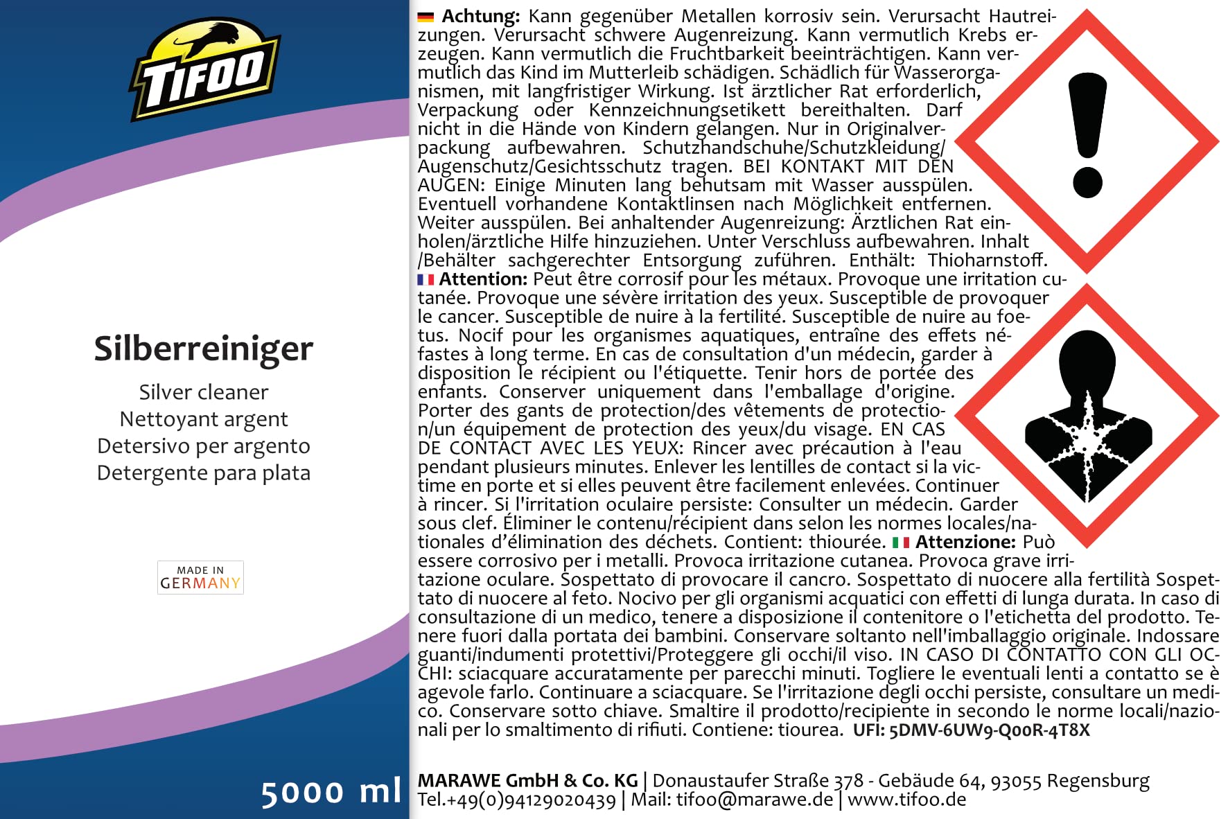 Nettoyant argent (5000 ml) - nettoyer efficacement l'argent terni – Bain d'argent, polissage de l'argent, Silver Clean
