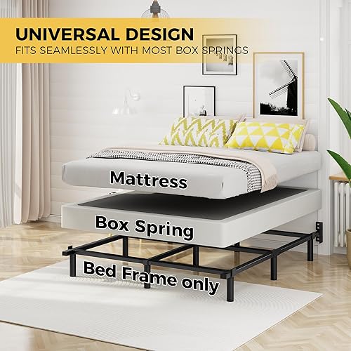 Miniatura 6 de Marco de Cama Tamaño Full, Marco de Cama de Metal Basics de 7 Pulgadas, Base Resistente de 9 Patas para Somier y Colchón, Sin Ruido, Fácil Montaje,