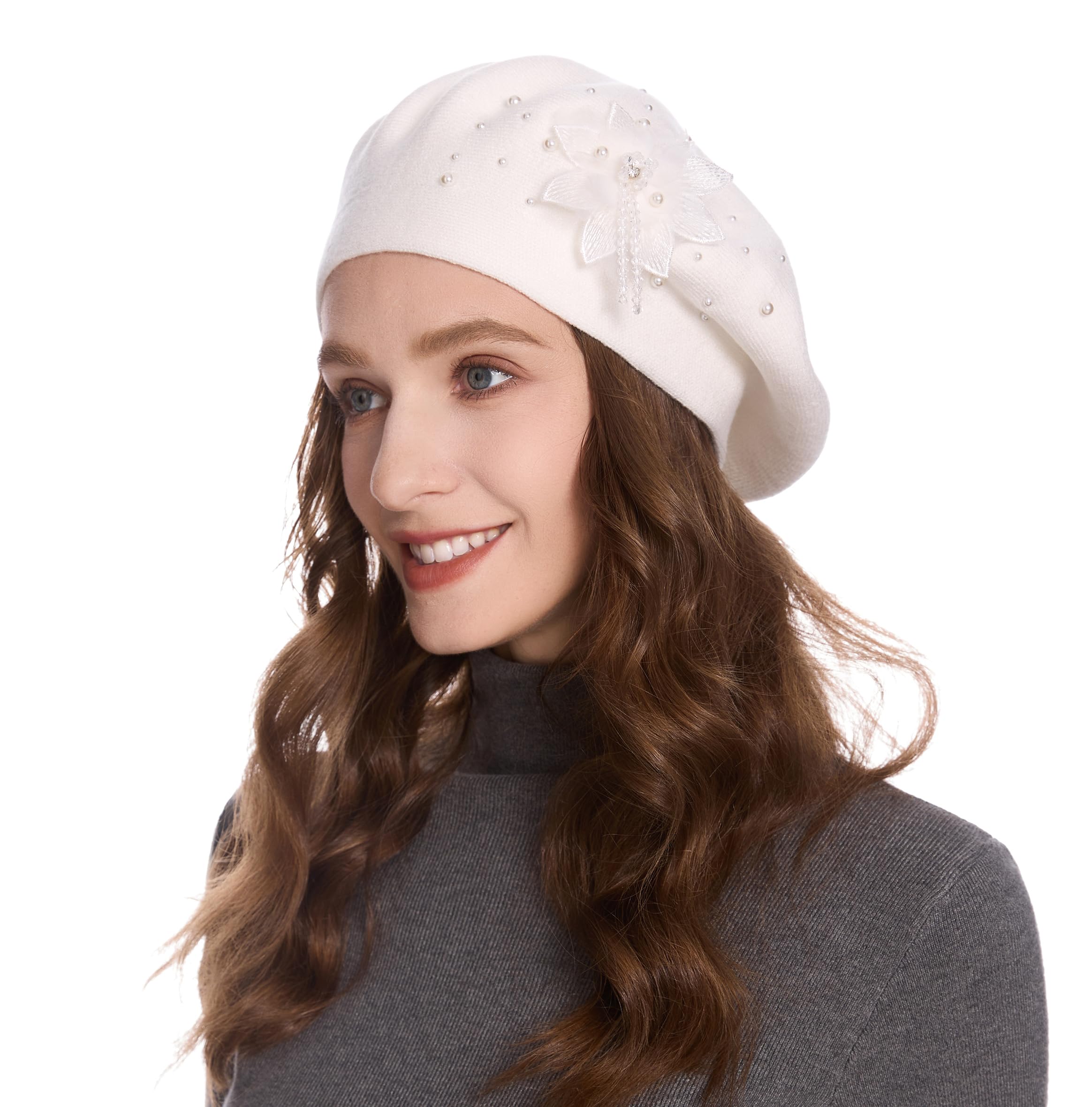 ZLYC Baskenmütze für Damen, französisch, wendbar, Kaschmir, Baskenmütze